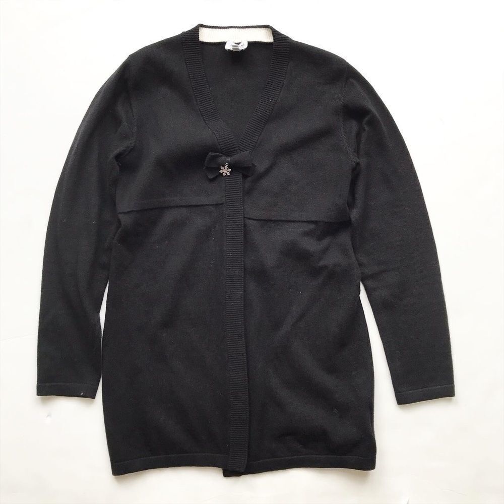 Armani Junior black knit long cardigan sweater EUC 12Y